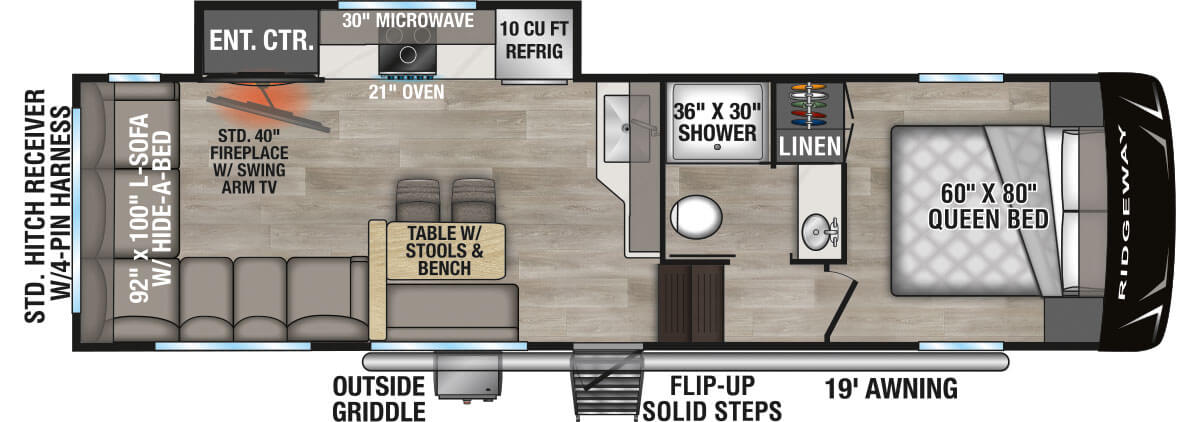 2027 KZ RV Ridgeway R27RS Fifth Wheel Floorplan