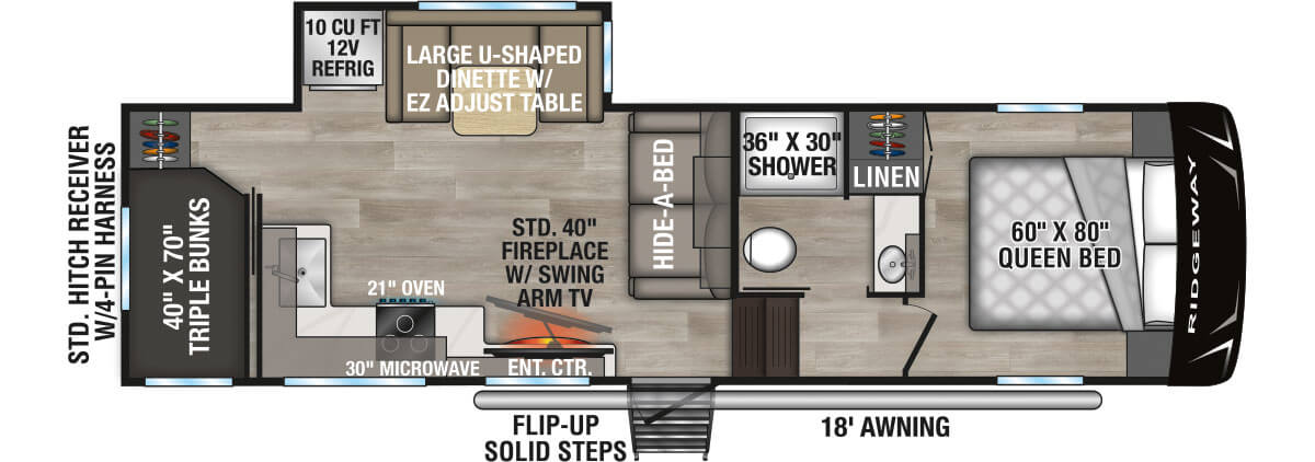 2027 KZ RV Ridgeway R28BH Fifth Wheel Floorplan