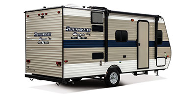 2019 KZ RV Sportsmen Classic SE 180BHSE Travel Trailer Exterior Rear 3-4 Door Side