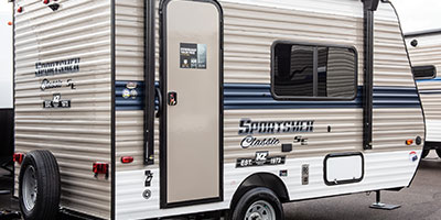 2020 KZ RV Sportsmen Classic SE 130RBSE Travel Trailer Exterior Rear 3-4 Door Side