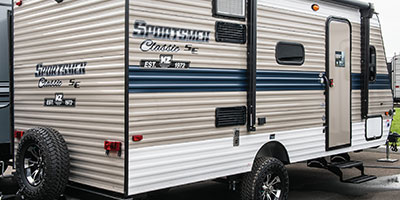 2020 KZ RV Sportsmen Classic SE 180BHSE Travel Trailer Exterior Rear 3-4 Door Side
