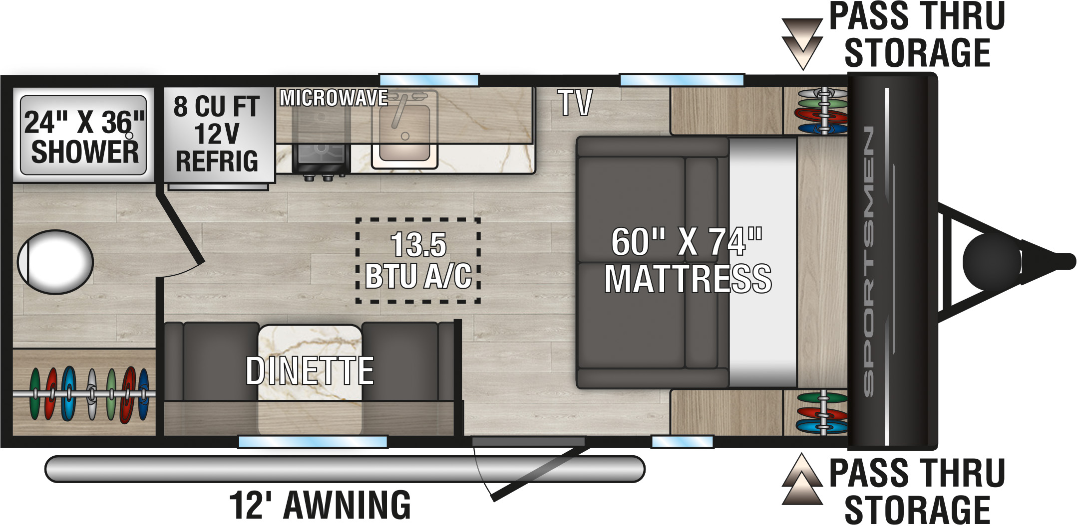 2026 KZ RV Sportsmen Classic 170MB Travel Trailer Floorplan