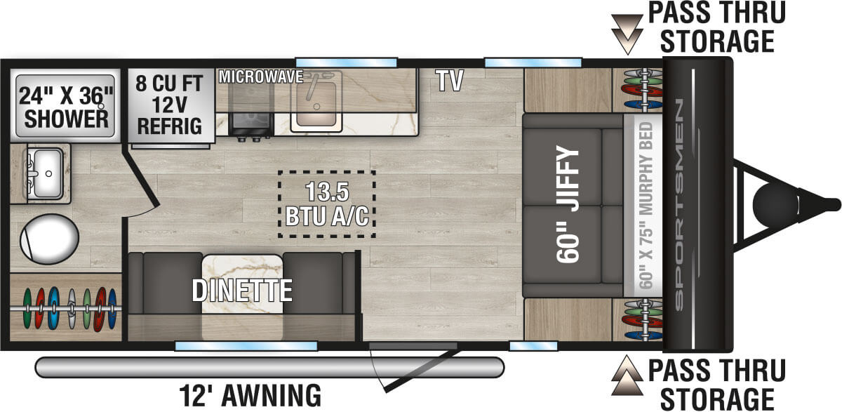2027 KZ RV Sportsmen Classic 170MB Travel Trailer Floorplan