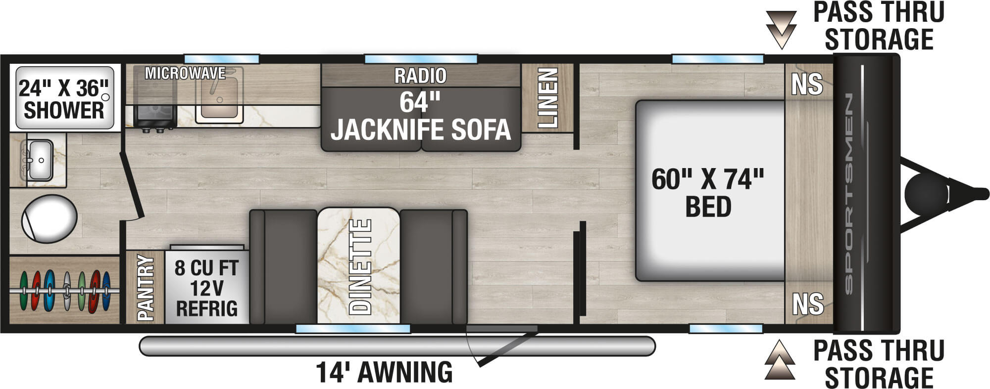 2027 KZ RV Sportsmen Classic 230RB Travel Trailer Floorplan