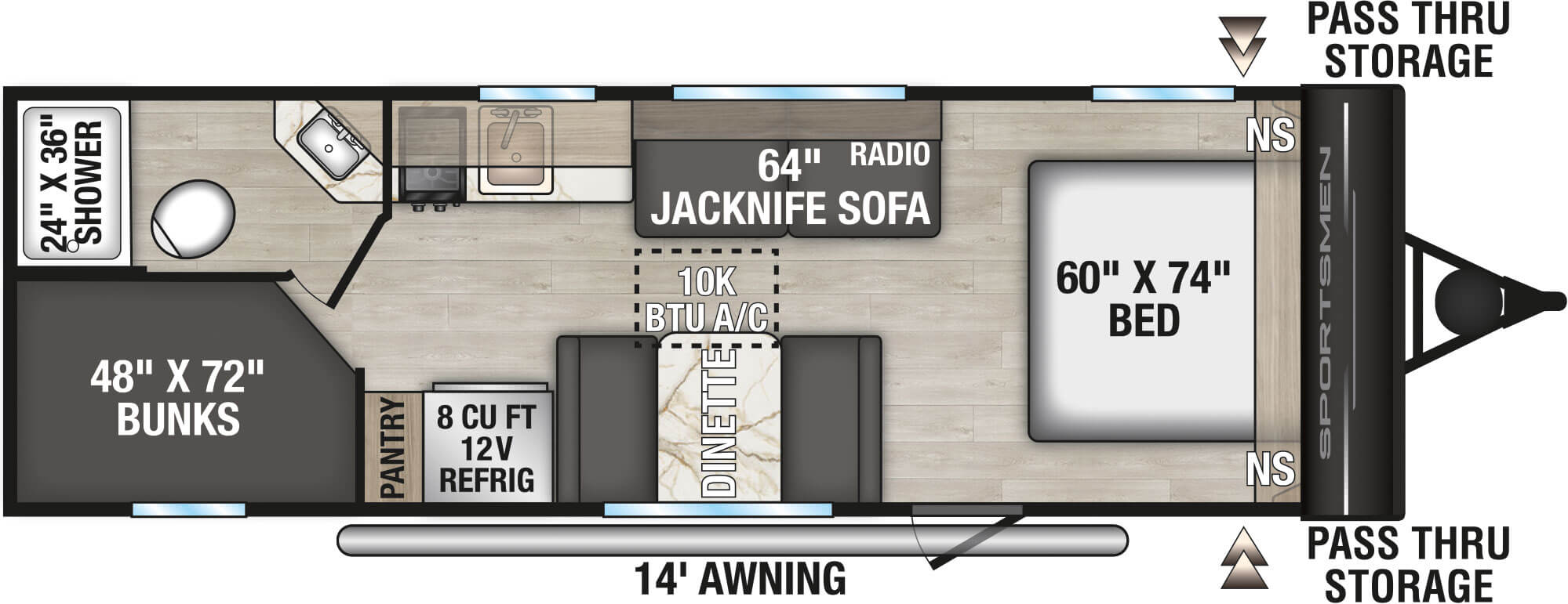 2027 KZ RV Sportsmen Classic 240BH floorplan diagram