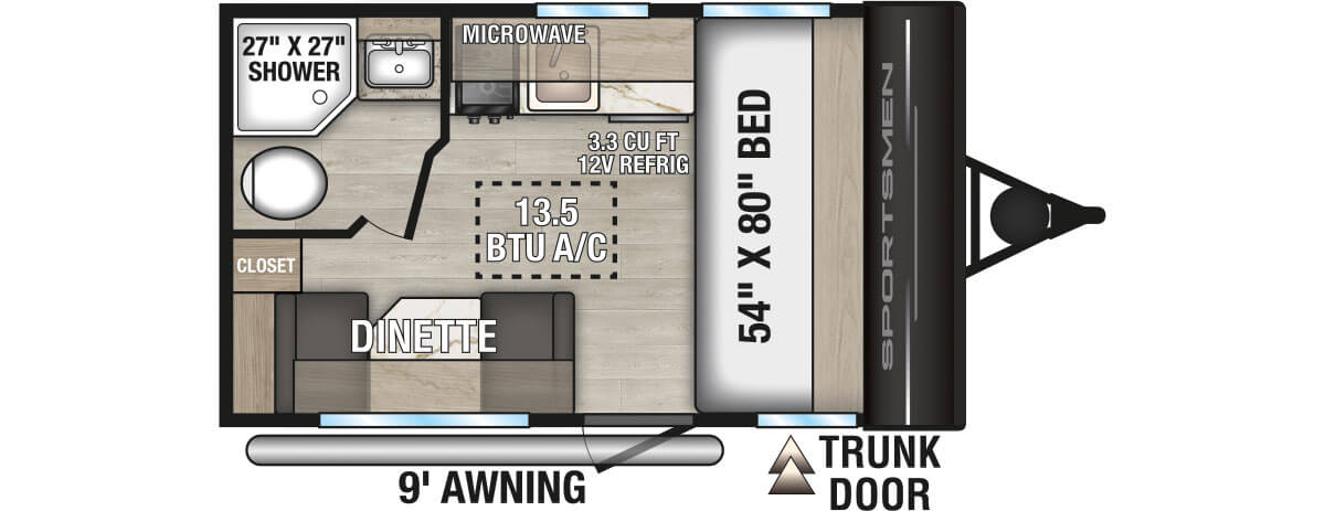 2027 KZ RV Sportsmen Classic 130RD Travel Trailer Floorplan