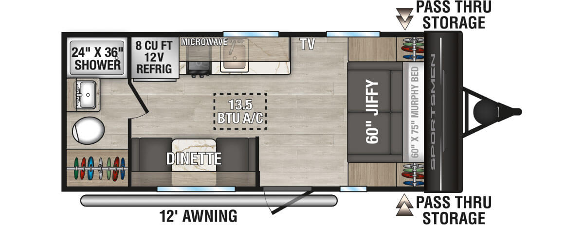 2027 KZ RV Sportsmen Classic 170MB Travel Trailer Floorplan