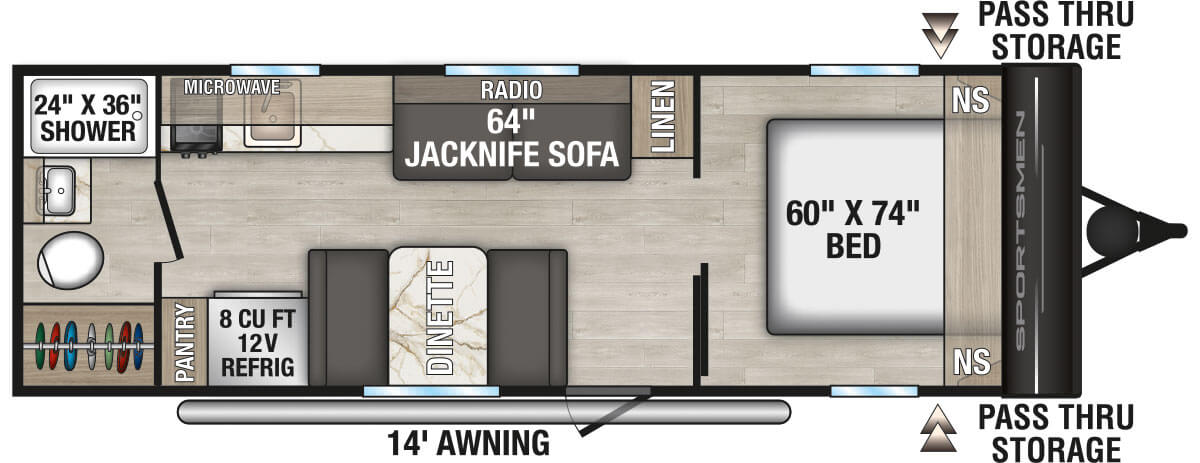 2027 KZ RV Sportsmen Classic 230RB Travel Trailer Floorplan