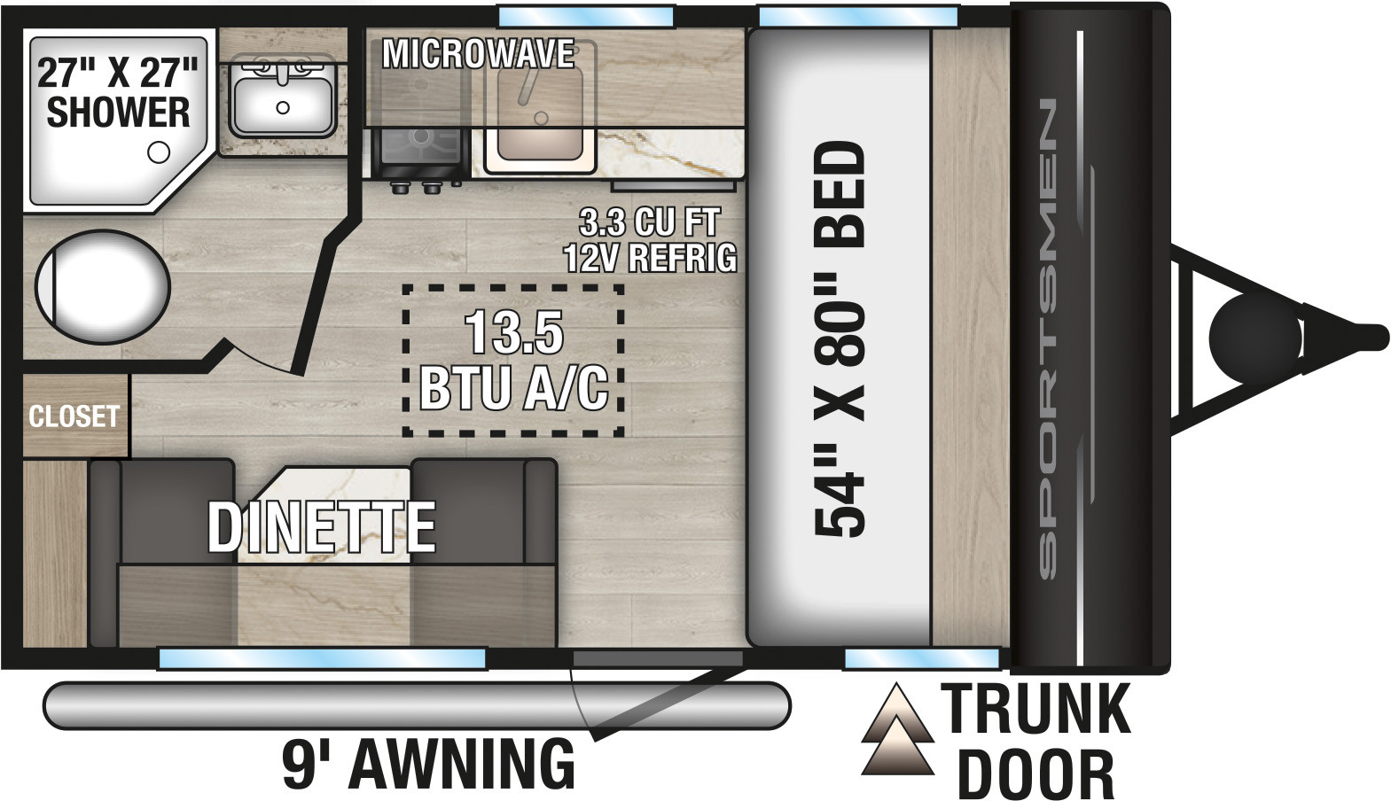 2027 KZ RV Sportsmen Classic 130RD Travel Trailer Floorplan