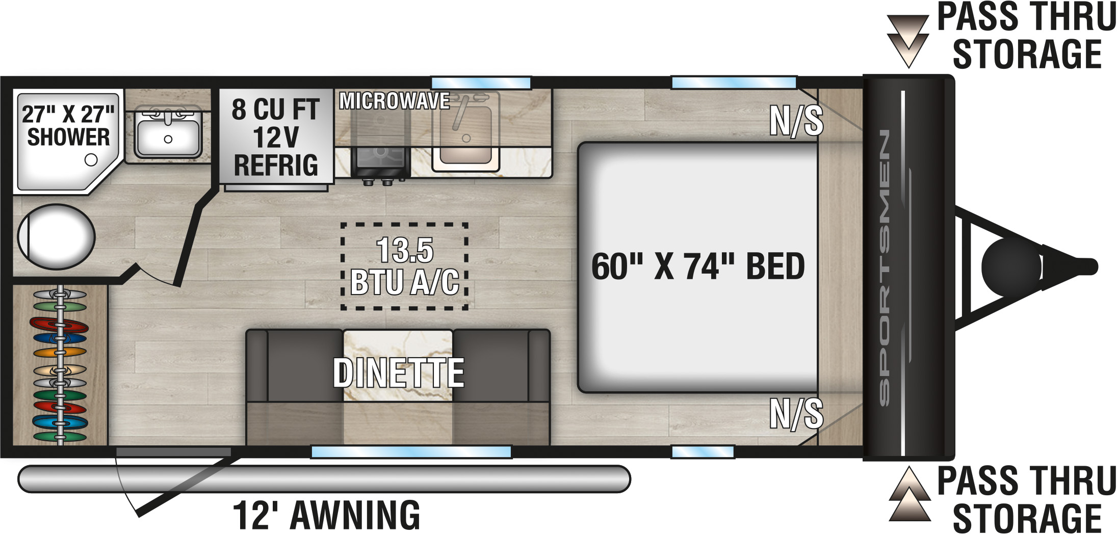 2027 KZ RV Sportsmen Classic 160QB Travel Trailer Floorplan