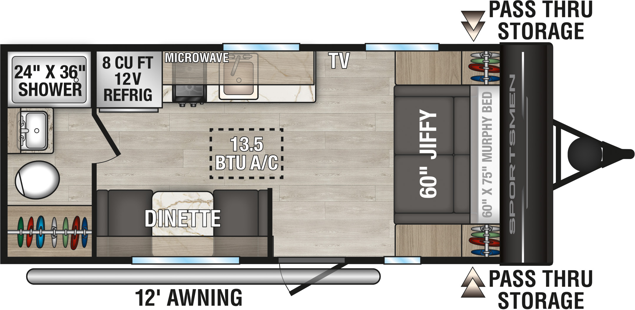 2027 KZ RV Sportsmen Classic 170MB Travel Trailer Floorplan