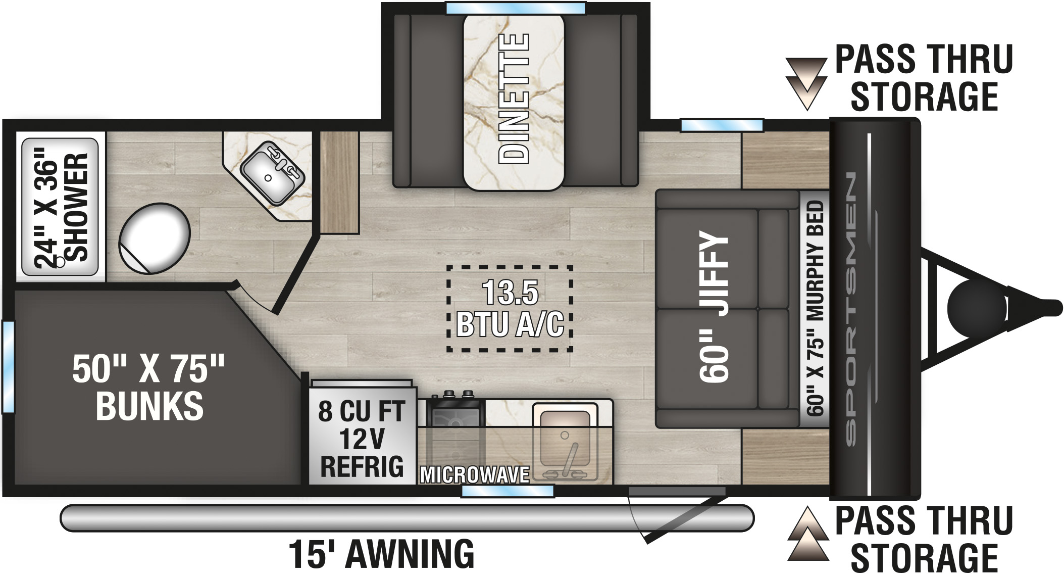 2027 KZ RV Sportsmen Classic 171BH Travel Trailer Floorplan