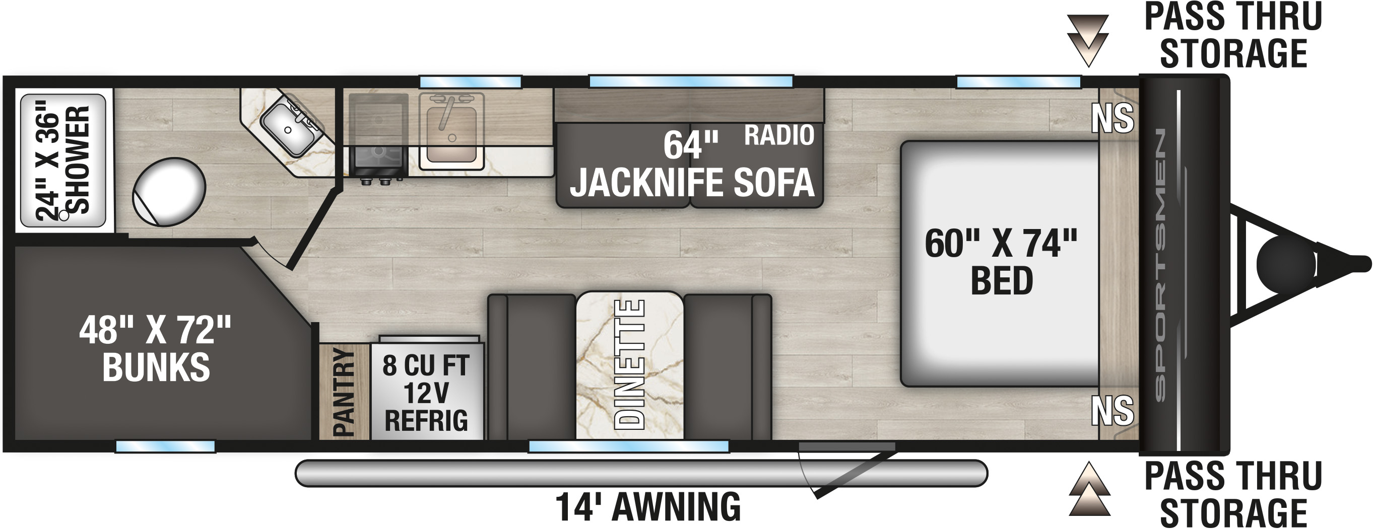 2027 KZ RV Sportsmen Classic 240BH Travel Trailer Floorplan