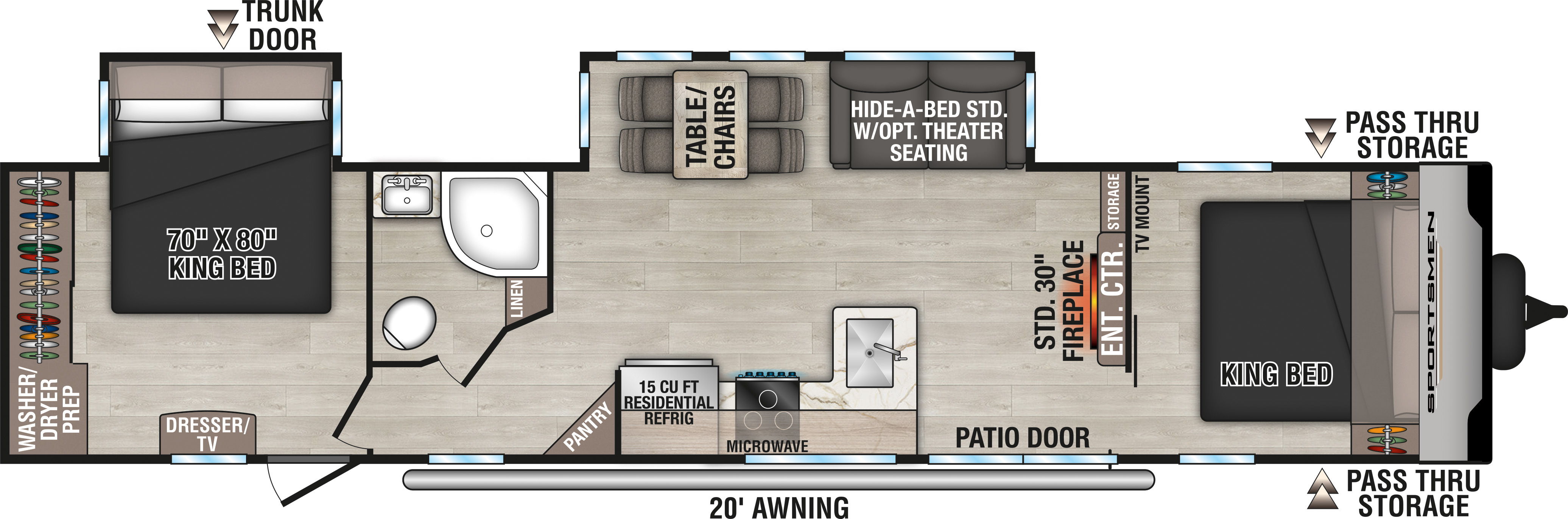 2025 KZ RV Sportsmen 362DB Travel Trailer Floorplan