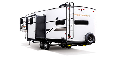 2024 KZ RV Sportsmen 303MB Fifth Wheel Exterior Rear 3-4 Off Door Side with Slides Out