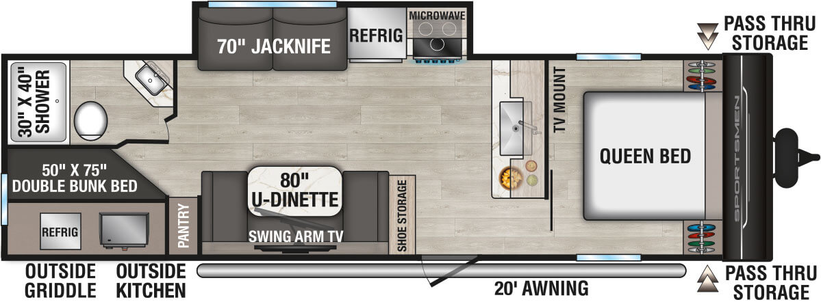 2026 KZ RV Sportsmen SE 291BHKSE Travel Trailer Floorplan