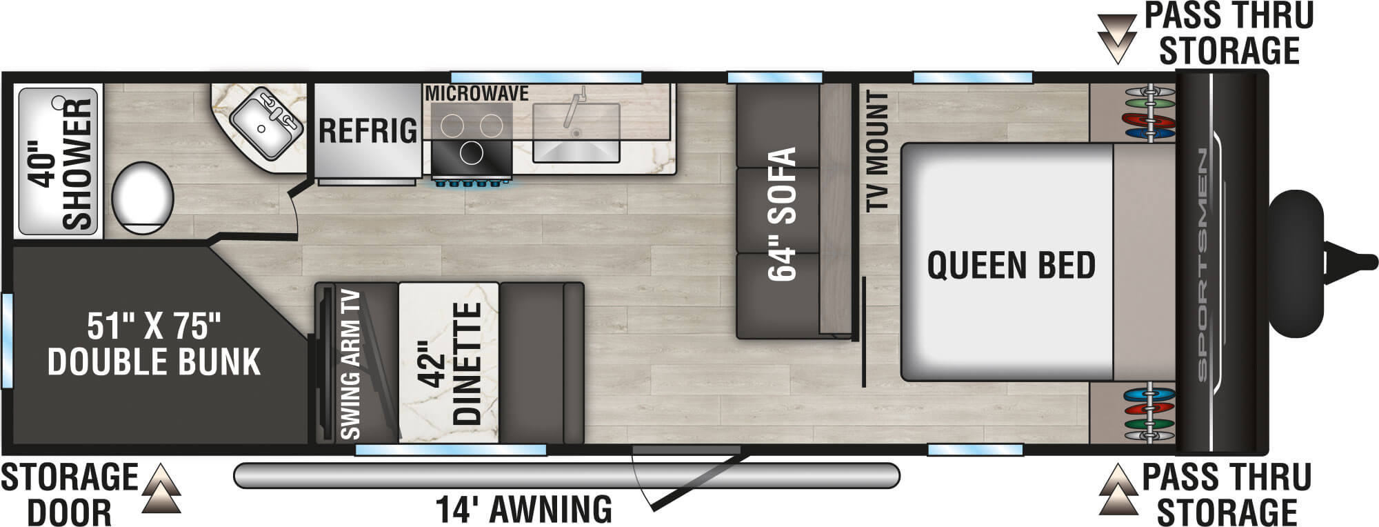 2026 KZ RV Sportsmen SE 260BHSE Travel Trailer Floorplan