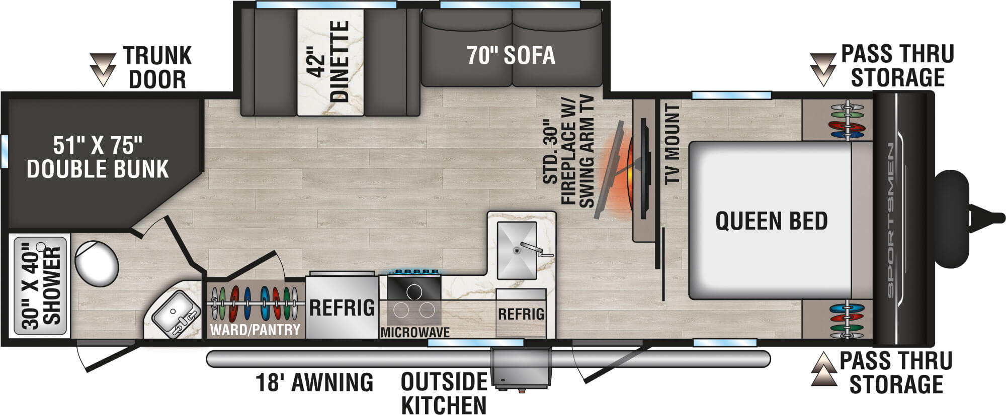 2026 KZ RV Sportsmen SE 261BHKSE Travel Trailer Floorplan