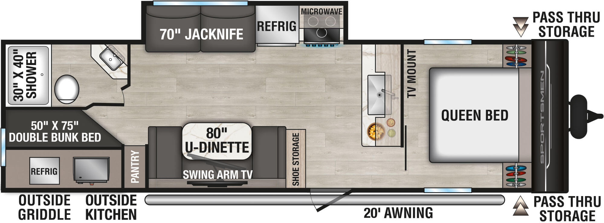 2026 KZ RV Sportsmen SE 291BHKSE Travel Trailer Floorplan