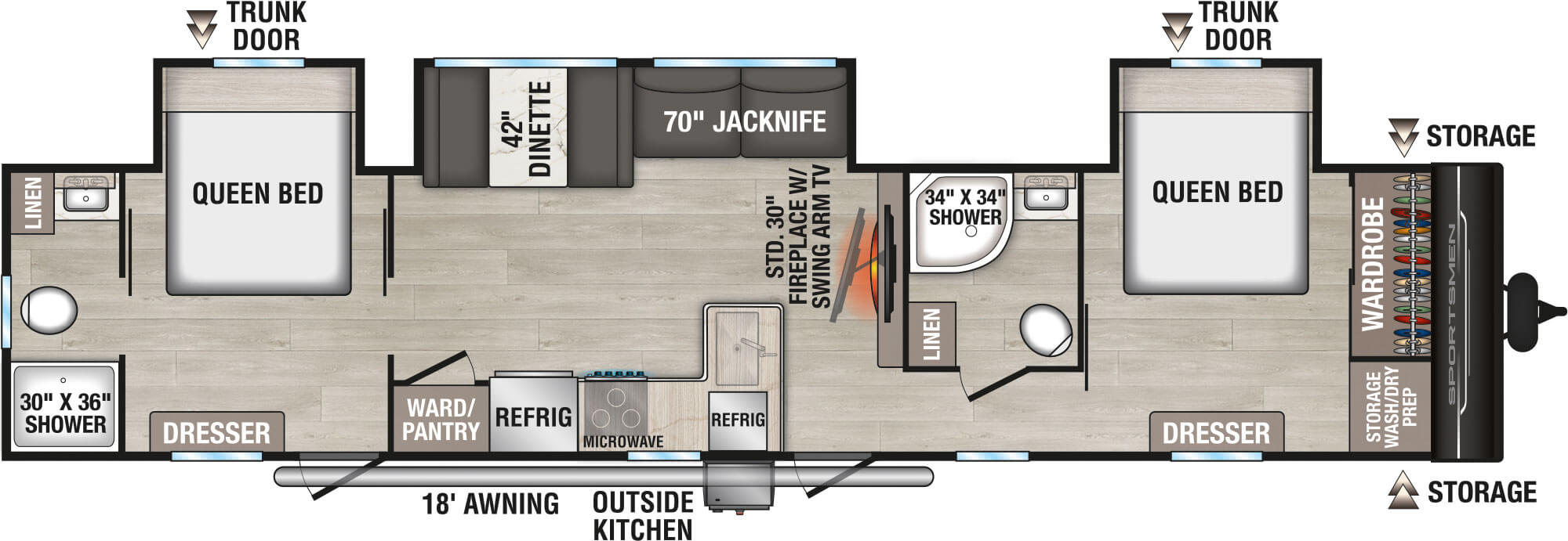 2026 KZ RV Sportsmen SE 383DBKSE Travel Trailer Floorplan