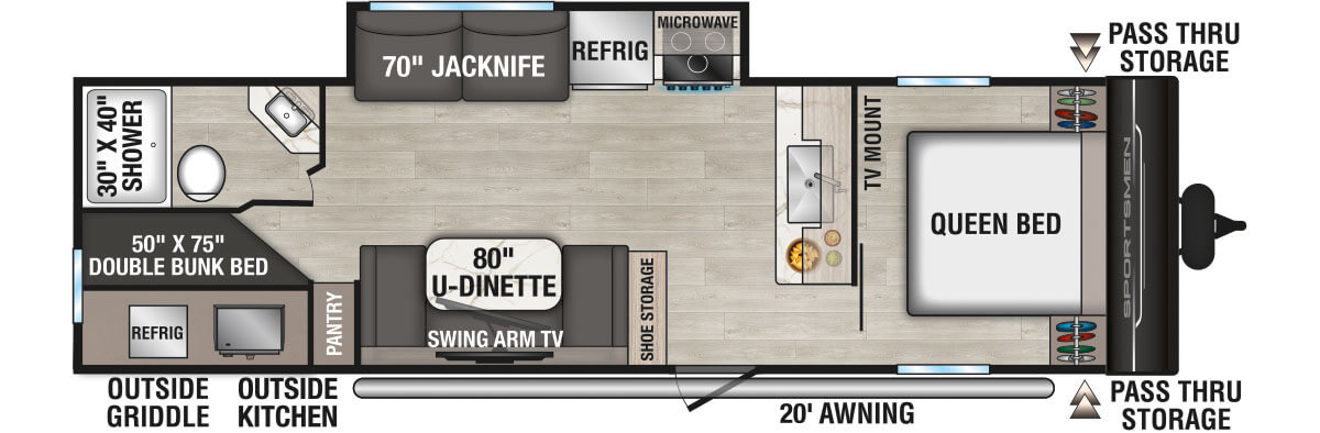 2026 KZ RV Sportsmen SE 291BHKSE Travel Trailer Floorplan