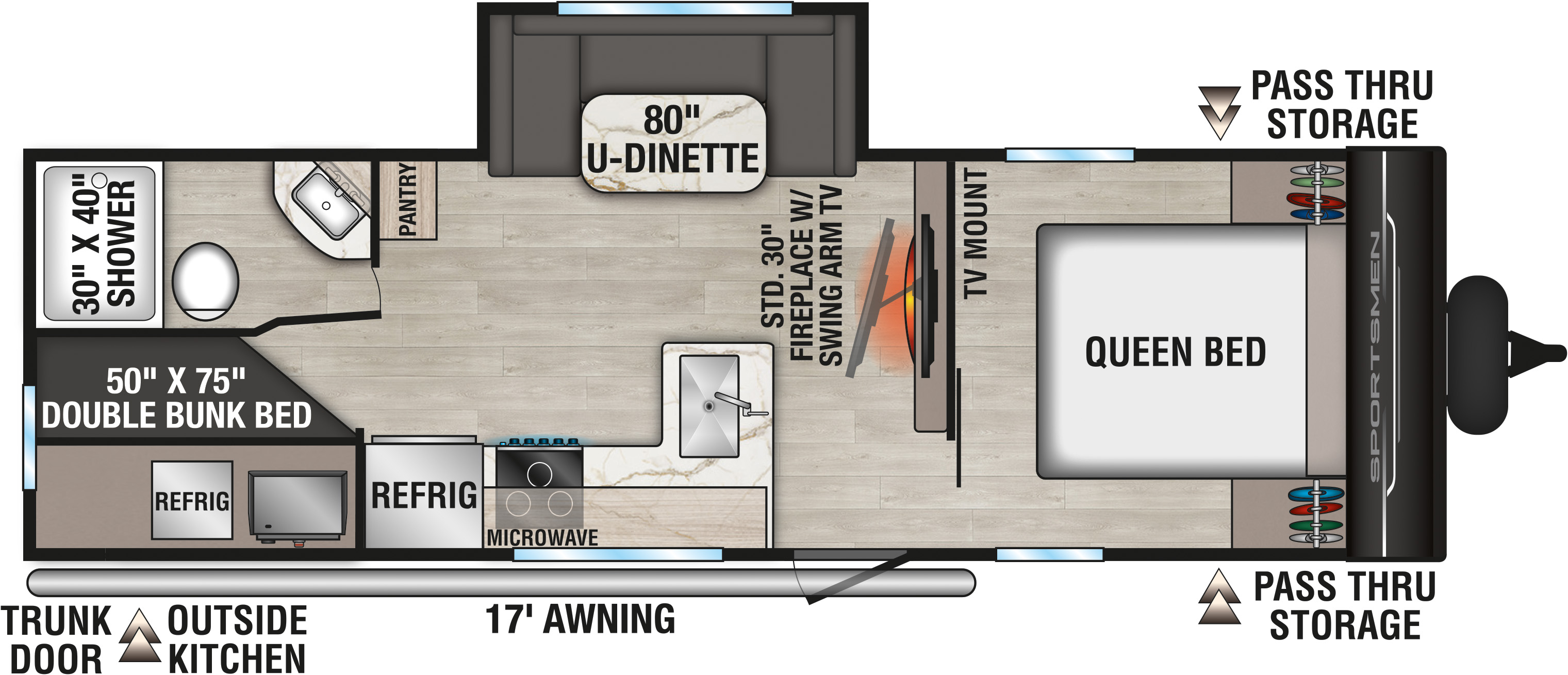 2026 KZ RV Sportsmen SE 241BHKSE Travel Trailer Floorplan