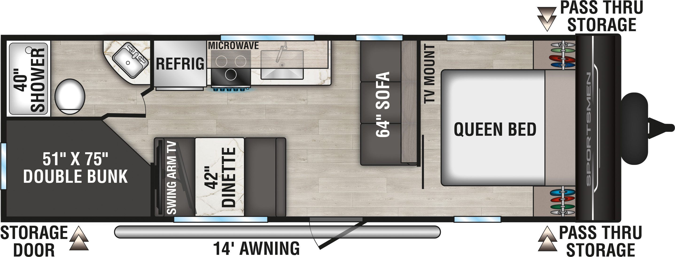 2026 KZ RV Sportsmen SE 260BHSE Travel Trailer Floorplan