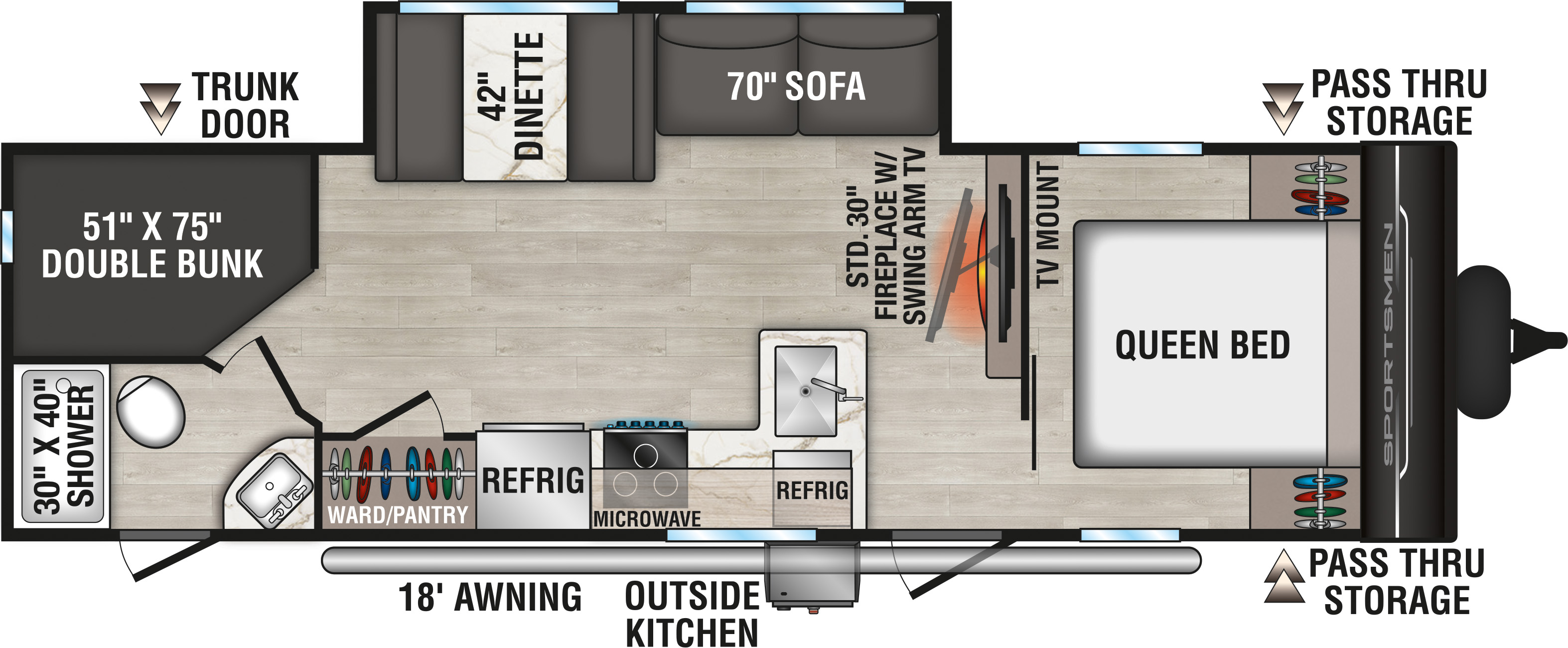 2026 KZ RV Sportsmen SE 261BHKSE Travel Trailer Floorplan