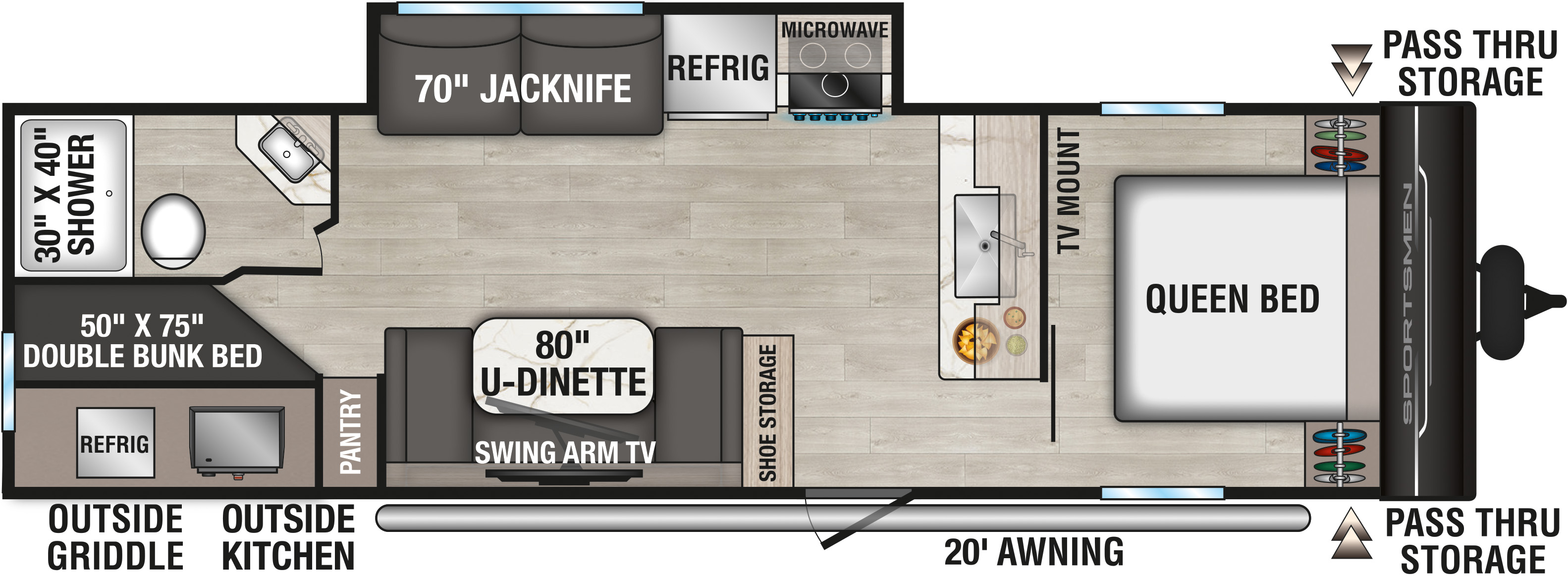 2026 KZ RV Sportsmen SE 291BHKSE Travel Trailer Floorplan