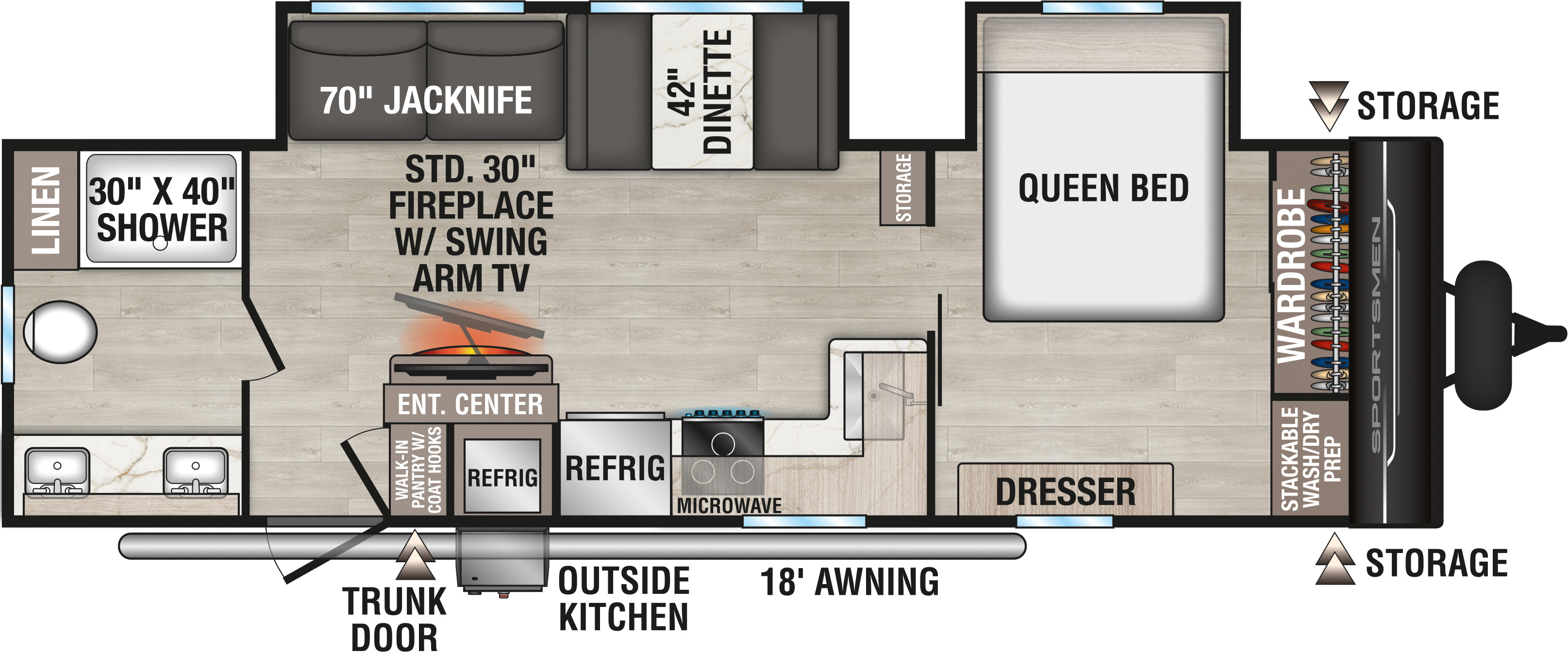 2026 KZ RV Sportsmen SE 292RBKSE Travel Trailer Floorplan