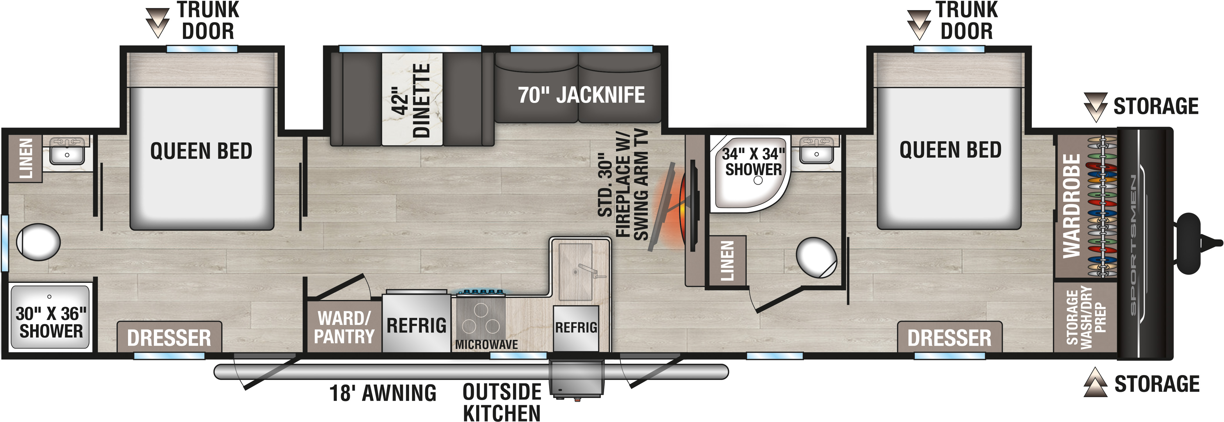 2026 KZ RV Sportsmen SE 383DBKSE Travel Trailer Floorplan