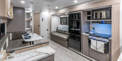 2026 KZ RV Sportsmen SE 291BHKSE Travel Trailer Kitchen Microwave, Oven and Refrigerator