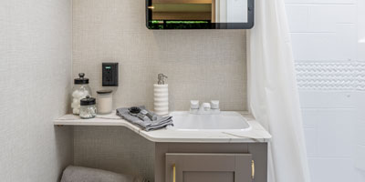 2026 KZ RV Sportsmen SE 301DBSE Travel Trailer Full Bath Shower and Vanity