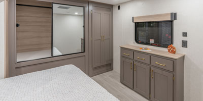 2026 KZ RV Sportsmen SE 344BHKSE Travel Trailer Bedroom Dresser and Closet