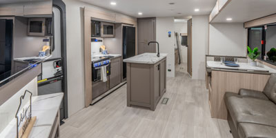 2026 KZ RV Sportsmen SE 344BHKSE Travel Trailer Living Room and Kitchen