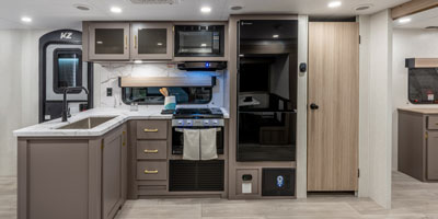 2026 KZ RV Sportsmen SE 383DBKSE Travel Trailer Kitchen Oven, Microwave and Sink