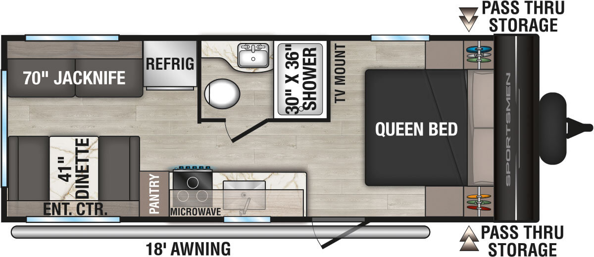 2026 KZ RV Sportsmen Select 210RDSL Travel Trailer Floorplan