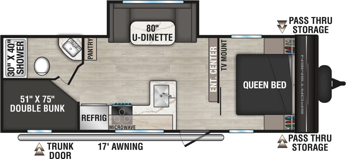 2026 KZ RV Sportsmen Select 241BHSL Travel Trailer Floorplan