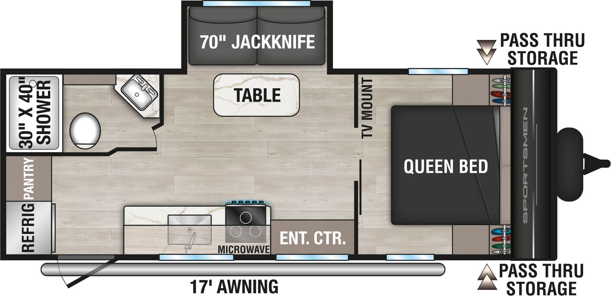 2026 KZ RV Sportsmen Select 221RKSL Travel Trailer Floorplan