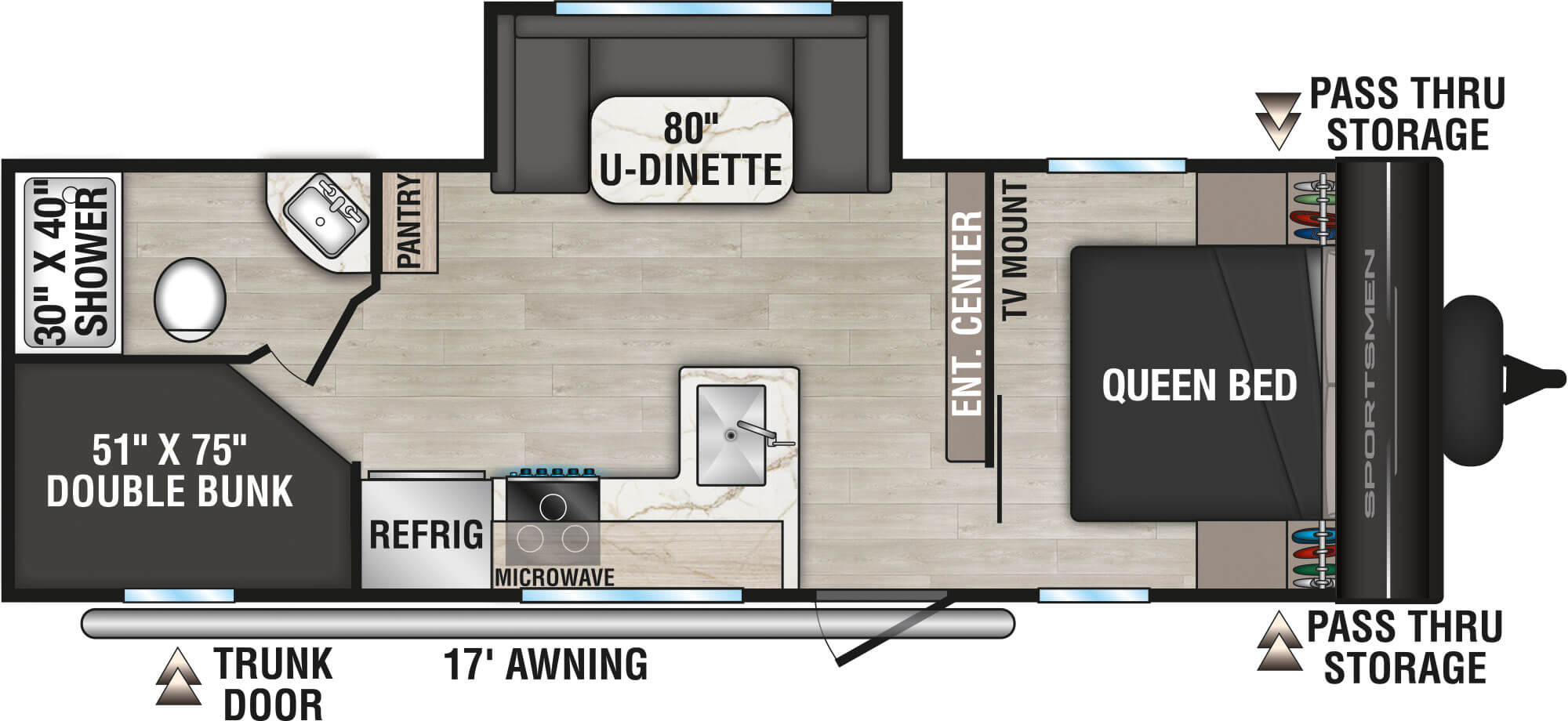 2026 KZ RV Sportsmen Select 241BHSL Travel Trailer Floorplan