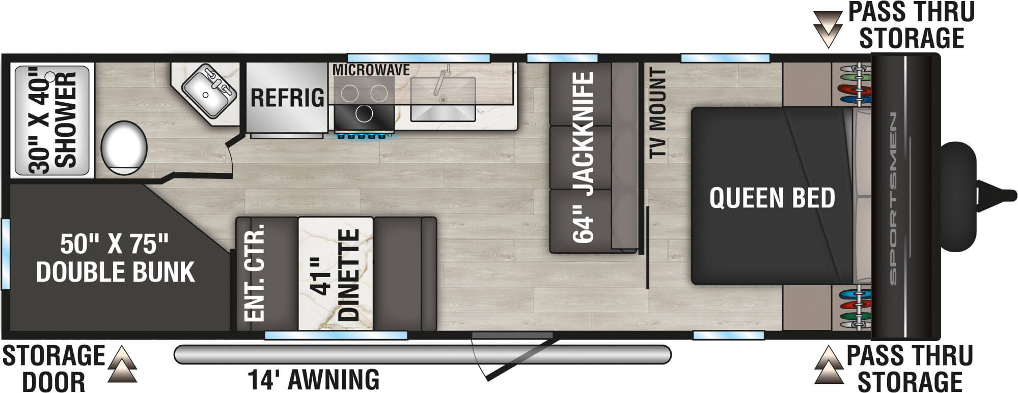 2026 KZ RV Sportsmen Select 260BHSL Travel Trailer Floorplan
