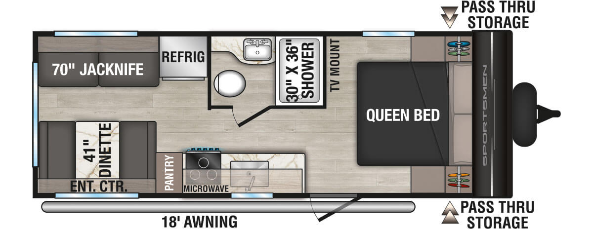 2026 KZ RV Sportsmen Select 210RDSL Travel Trailer Floorplan
