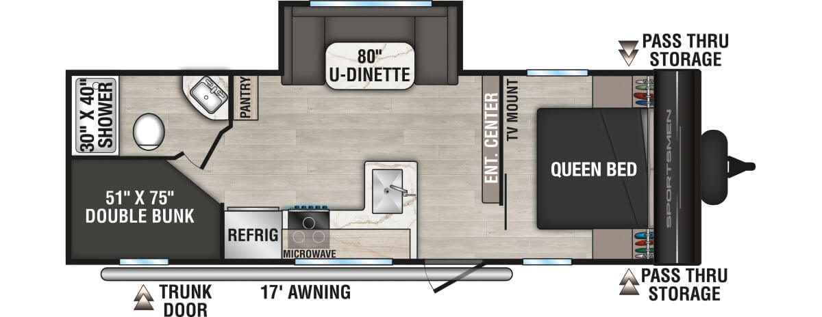 2026 KZ RV Sportsmen Select 241BHSL Travel Trailer Floorplan