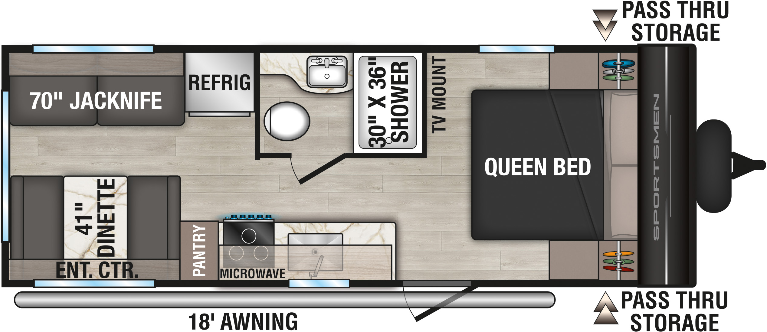 2026 KZ RV Sportsmen Select 210RDSL Travel Trailer Floorplan