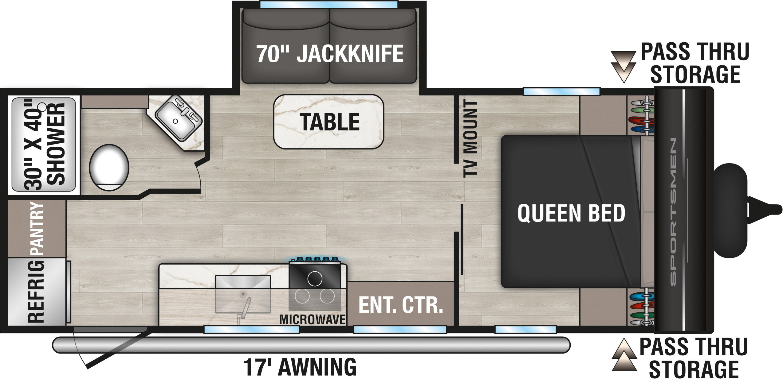 2026 KZ RV Sportsmen Select 221RKSL Travel Trailer Floorplan