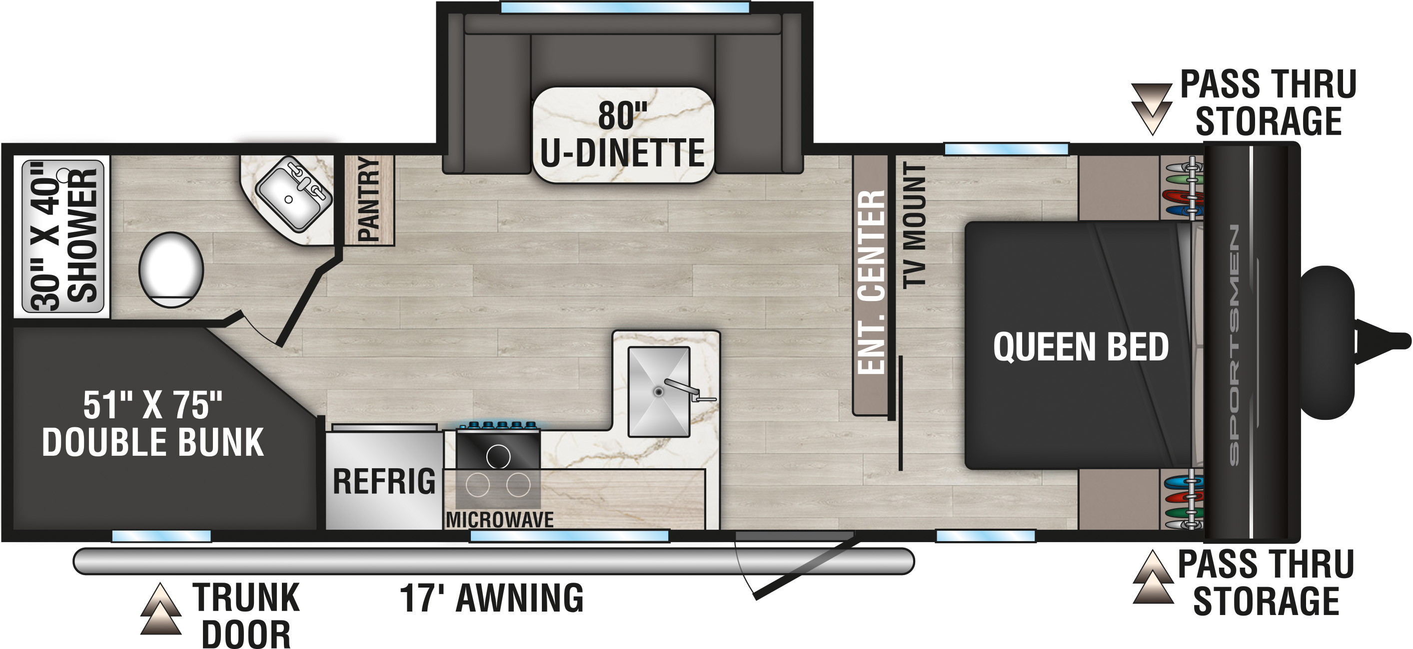2026 KZ RV Sportsmen Select 241BHSL Travel Trailer Floorplan