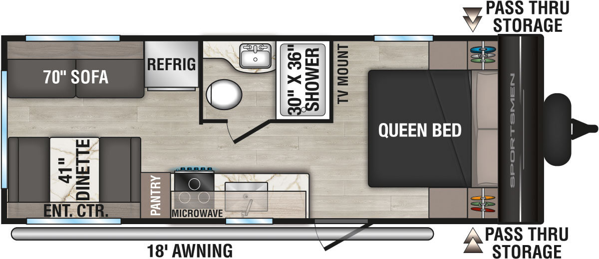 2027 KZ RV Sportsmen Select 210RDSL Travel Trailer Floorplan