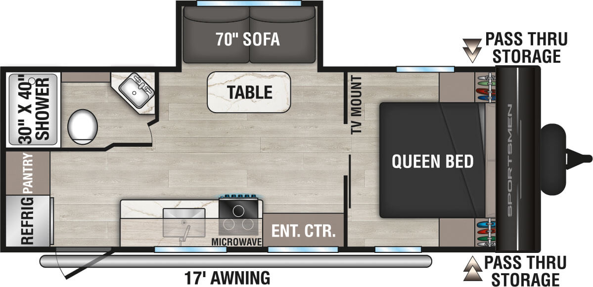 2027 KZ RV Sportsmen Select 221RKSL Travel Trailer Floorplan