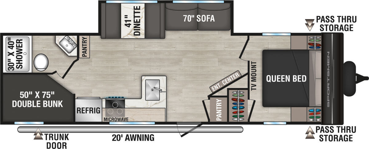 2027 KZ RV Sportsmen Select 271BHSL Travel Trailer Floorplan