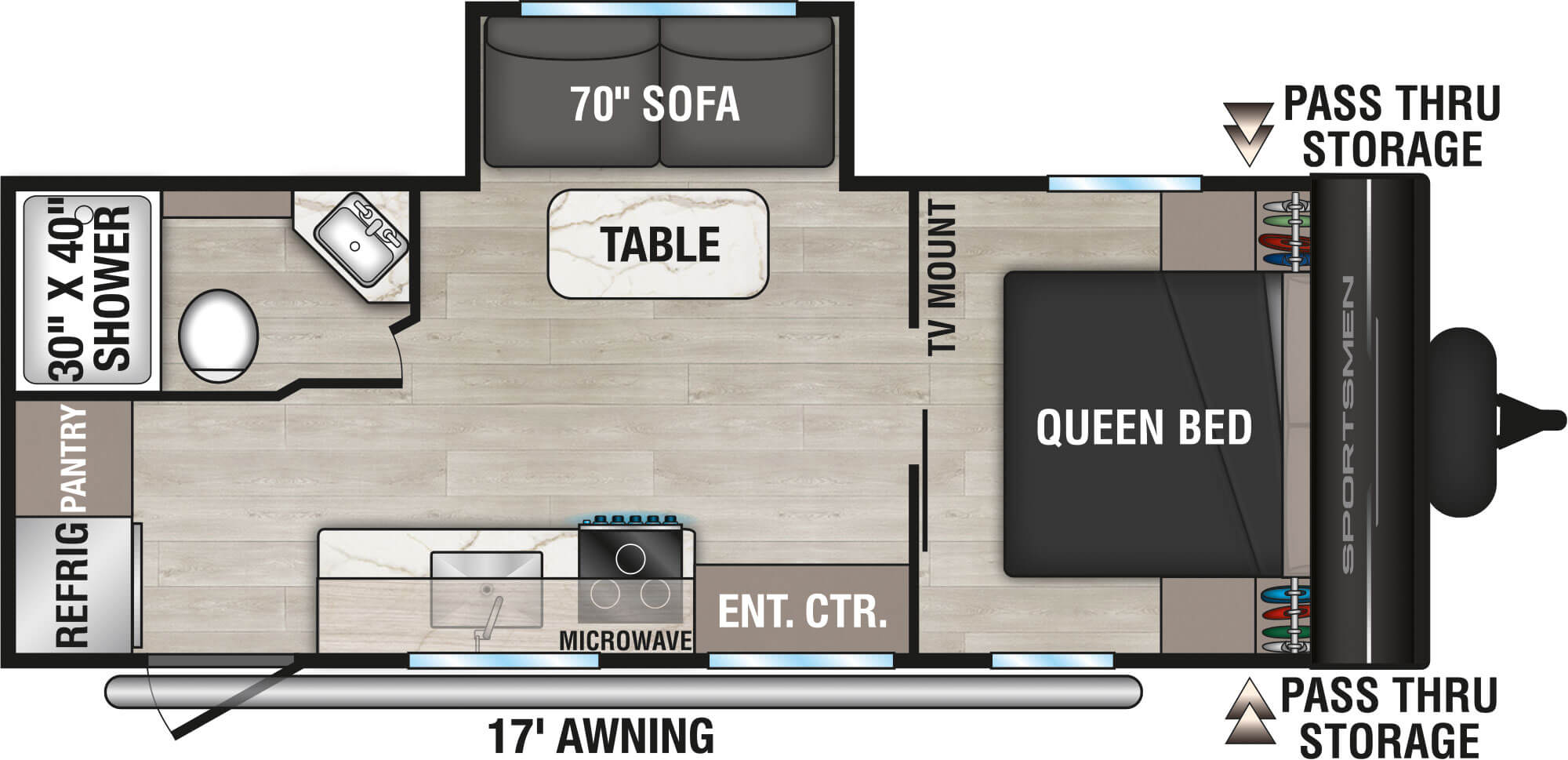 2027 KZ RV Sportsmen Select 221RKSL Travel Trailer Floorplan